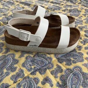 White platform sandals